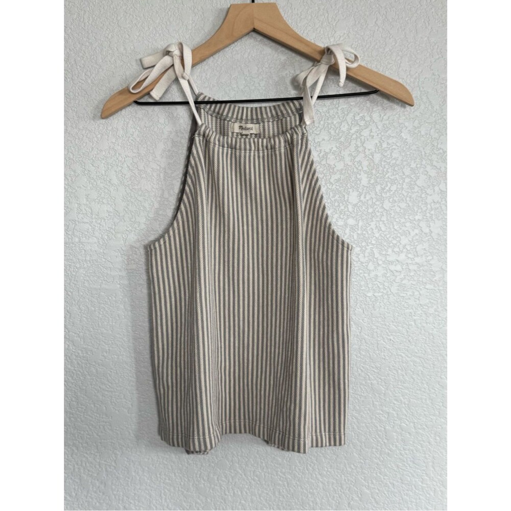 Madewell Striped Tie-Shoulder Halter Tank 100% Cotton - Size Medium